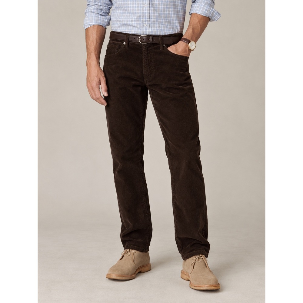 J.McLaughlin Mens Brown Corduroy Straight Leg Stretch Pants Size 34
